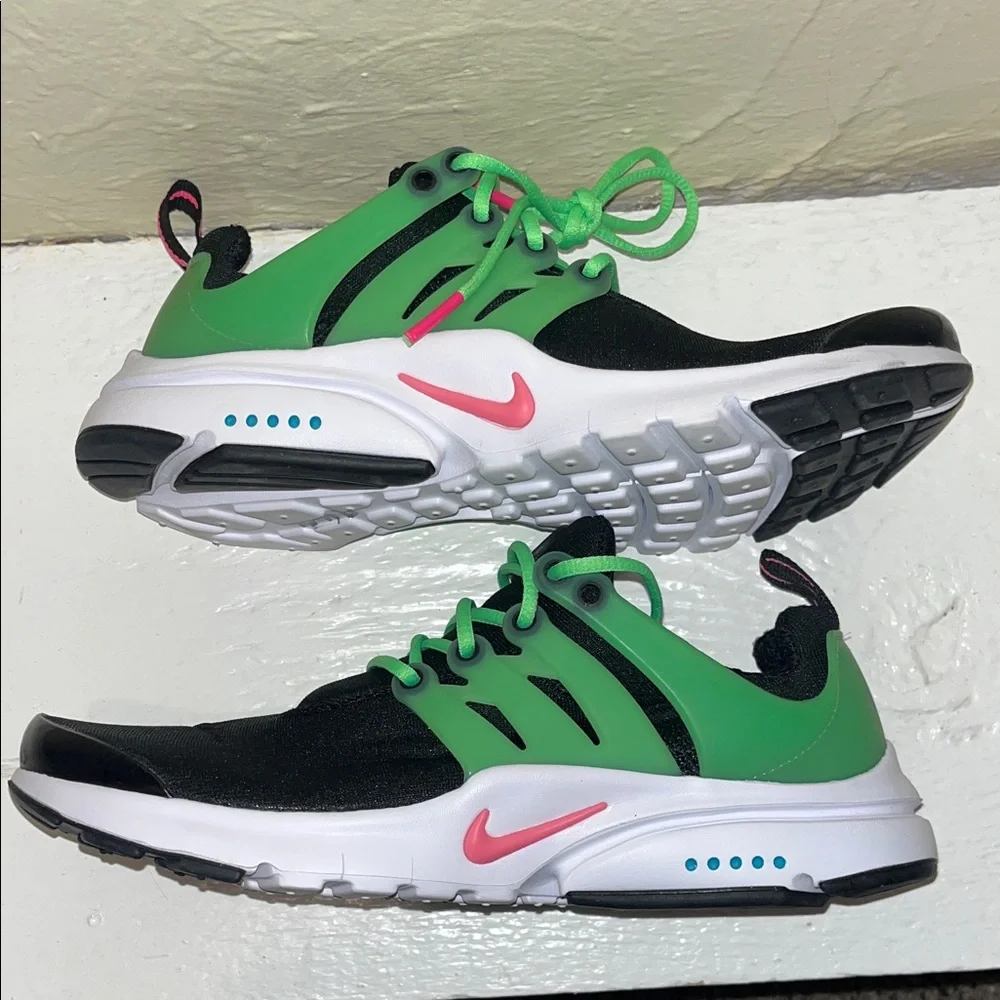 Nike Air Presto Black Hyper Pink Green Kids Running Shoes